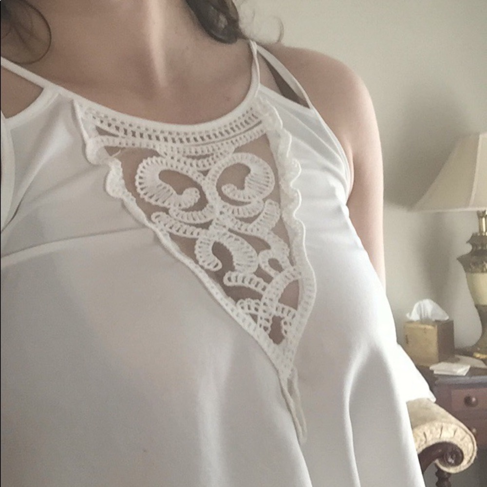 White Haute Society Mesh panel Blouse